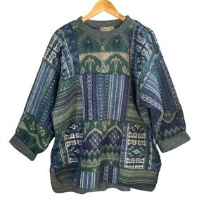 Vintage Express Sweater Mens One Size 90s Patchwork Indie Boho Y2k Grunge